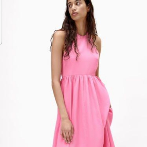 NWT Zara Pink Poplin Halter Neck Dress, Size S - Picture 3 of 11
